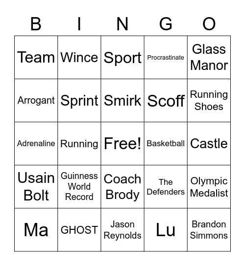 Ghost Bingo Card