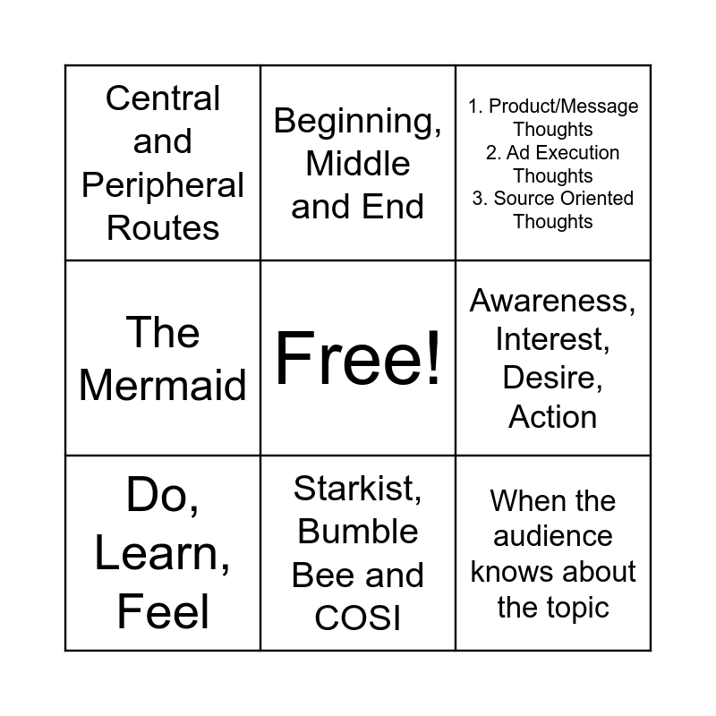 Week 4 Activity Bingo Card