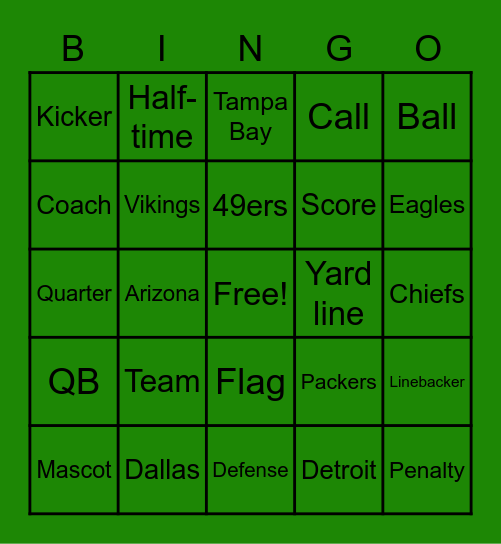 Superbowl Smackdown Bingo Card