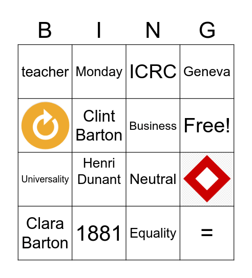 Red cross bingo Card