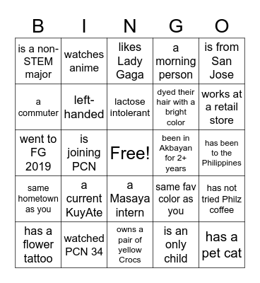 S23 KickOff Bingo Card