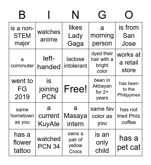 S23 KickOff Bingo Card