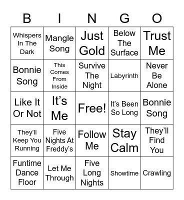 FNAF Songs Bingo Card