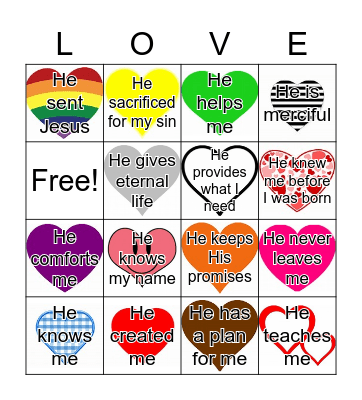 GOD’S LOVE Bingo Card