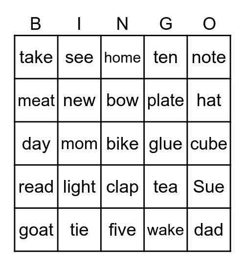 LongVowel_1 Bingo Card