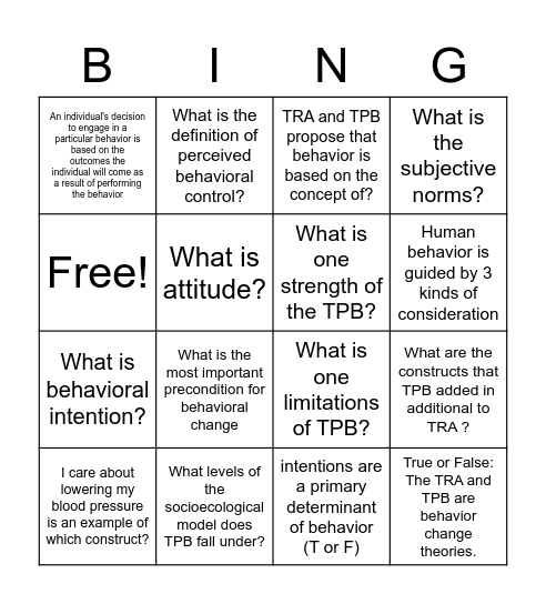 TPB Bingo Card