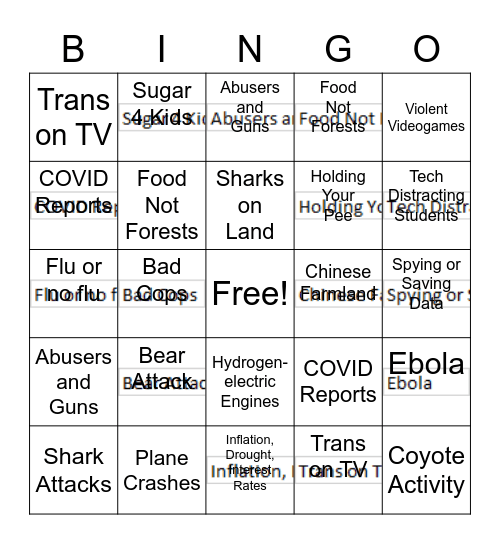 Denominator Neglect Bingo Card