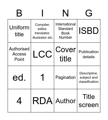 Bingo Catalogue Bingo Card