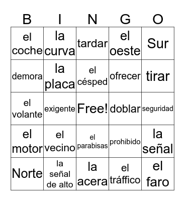 Spanish 2 Bingo Card