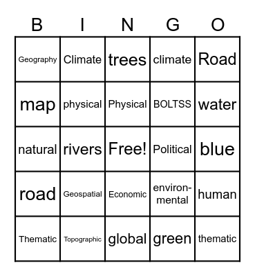 Geography Bingo Card