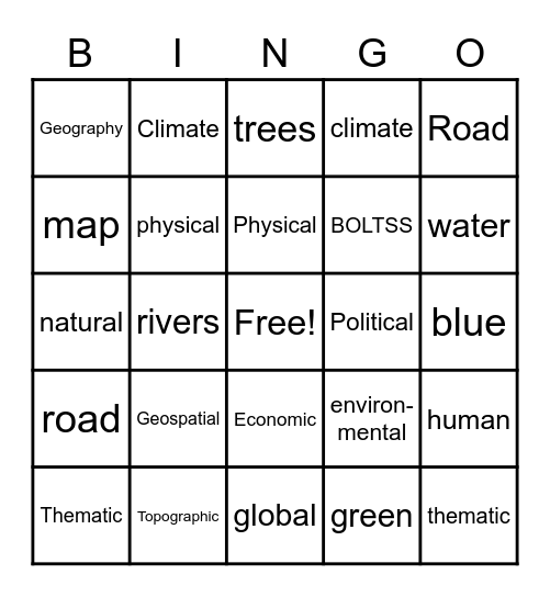 Geography Bingo Card