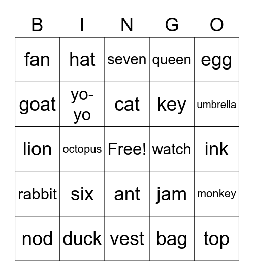 Wonder World 1 Phonics Review1 Bingo Card