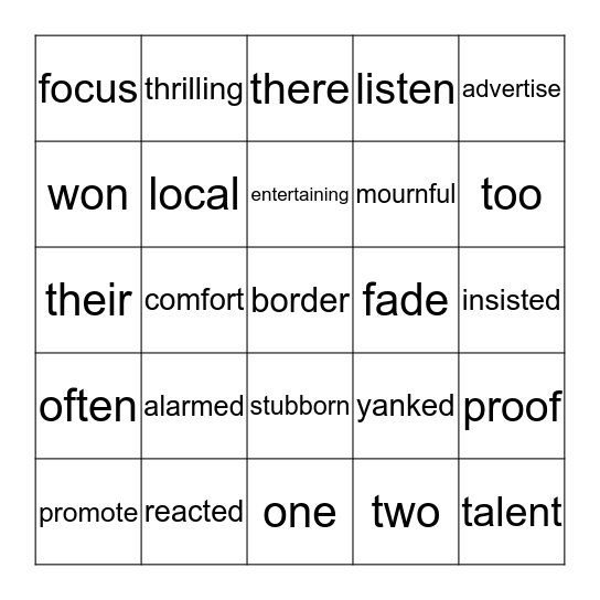 4th Grade Journeys Bingo Card