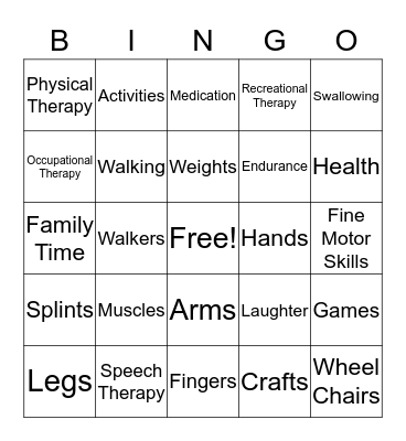 Therapy Bingo Card