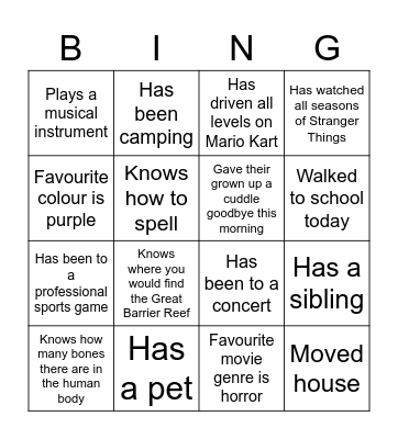Human Bingo Card