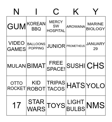 Bingo Card