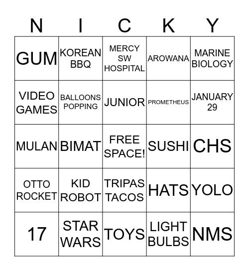 Bingo Card