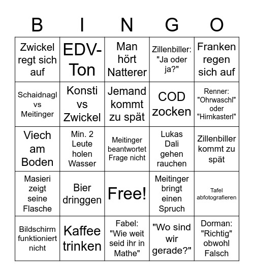 E2 Bingo Card