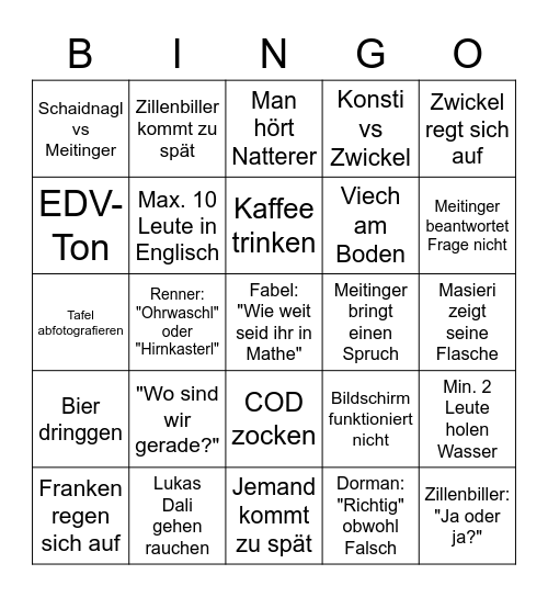 E2 Bingo Card