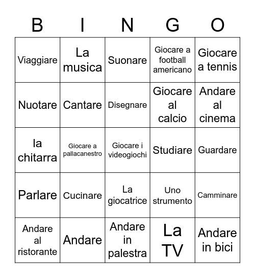 I Passatempi/ Gli Sport Bingo Card