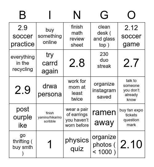 Untitled Bingo Card