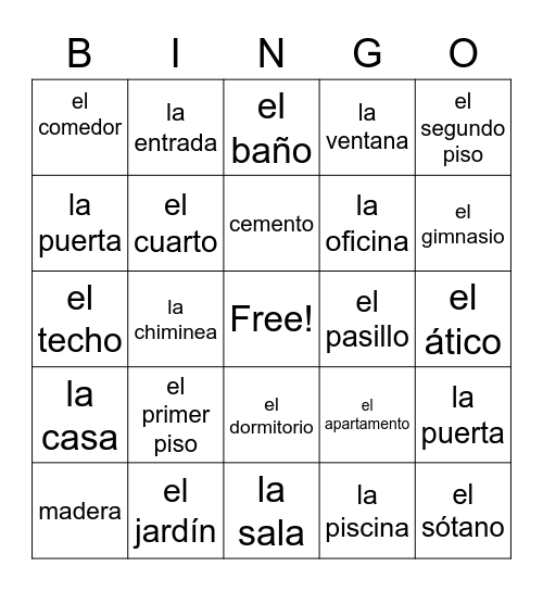 La casa Bingo Card