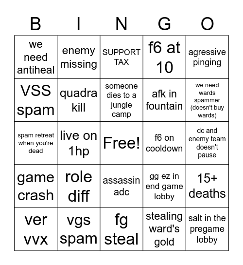 smite year 10 ranked bingo Card