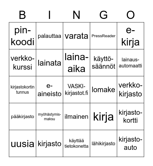 Kirjasto Bingo Card