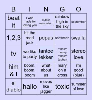 muziek bingo Card