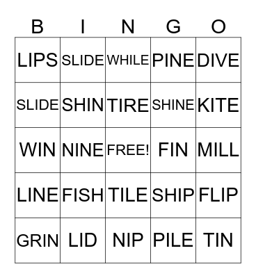 LONG I (VCE) Bingo Card