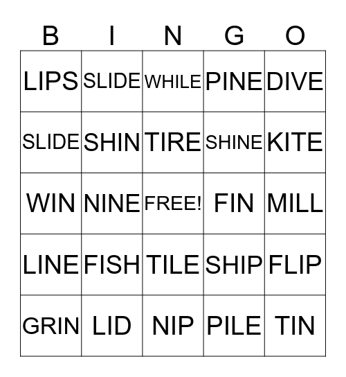 LONG I (VCE) Bingo Card