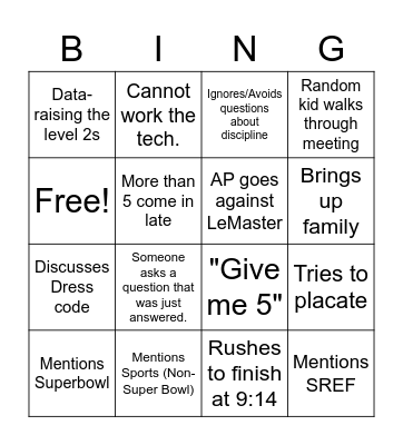 Meeting Bingo Card