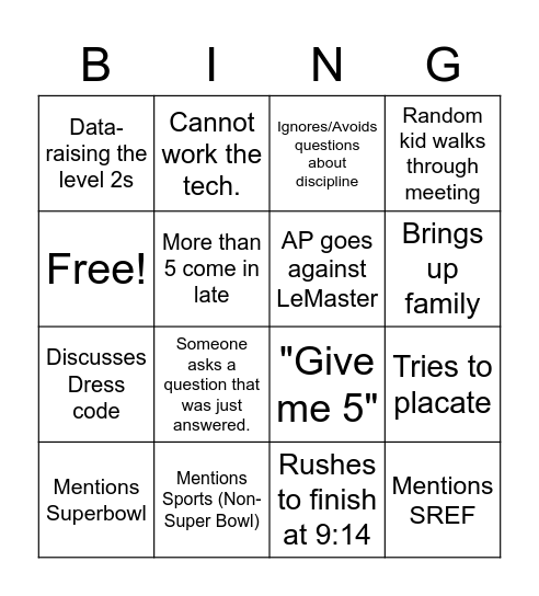 Meeting Bingo Card