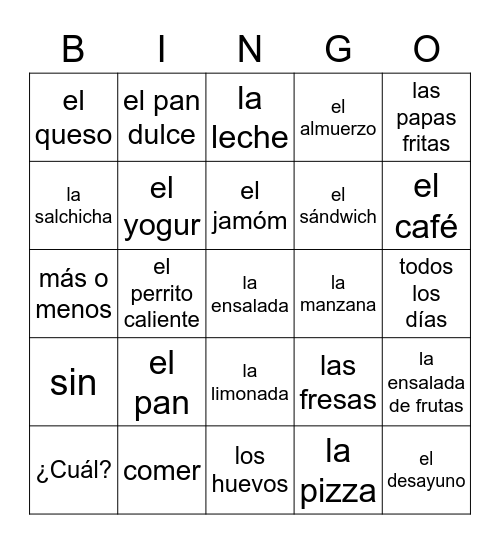 Auténtico 3A Bingo Card