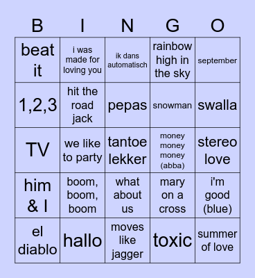 muziek bingo Card