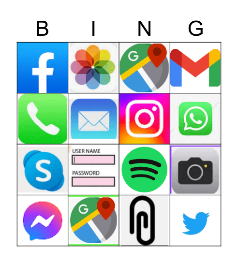 Mobile App iCons Bingo Card