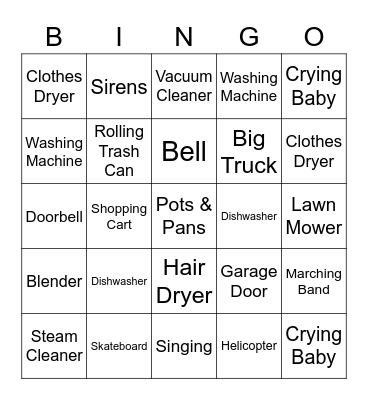 Sound Effects Bingo Card