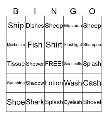 SH Bingo Card
