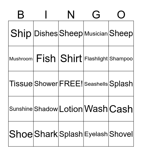 SH Bingo Card