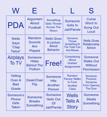 6th Period English Bingo Card