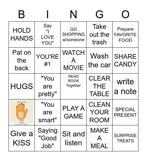 FIVE LOVE LANGUAGES Bingo Card