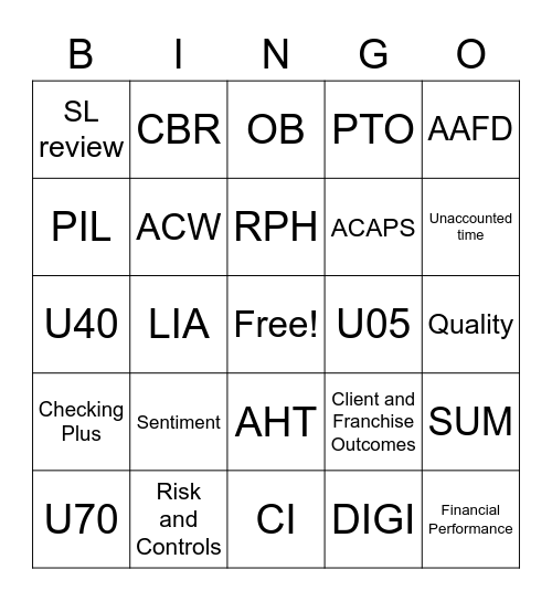 ULO Bingo Card