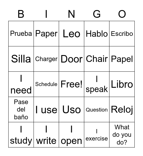 5.8-5.11 School Life Bingo Card