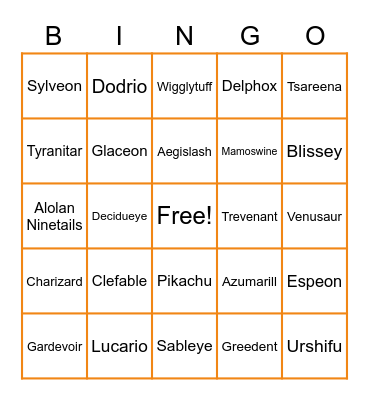 Pokemon Unite Bingo Card