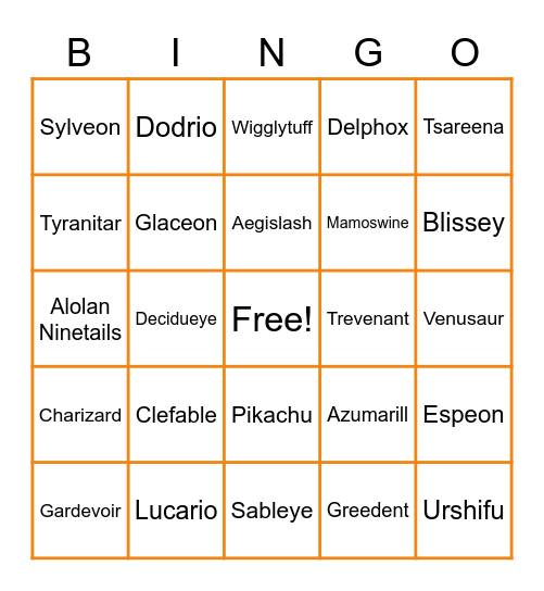 Pokemon Unite Bingo Card