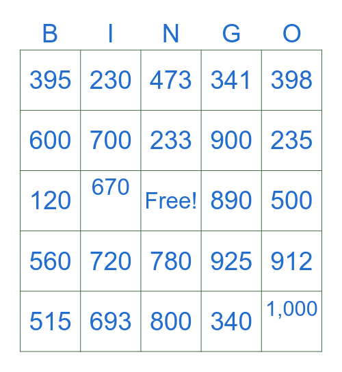 Store 600 Bingo Sheets