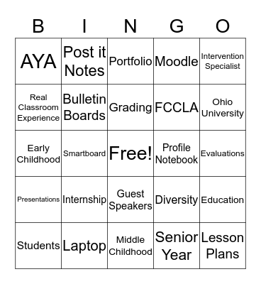 Teacher Academy Bingo Card