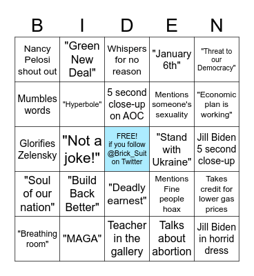 BIDEN 2023 SOTU BINGO Card