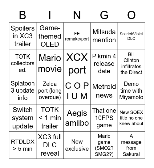 Direct 8/2/23 Bingo Card