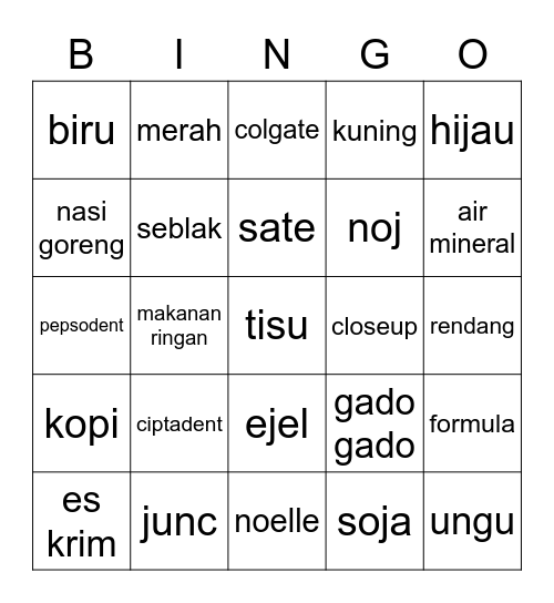 Bingo punya Junc Bingo Card